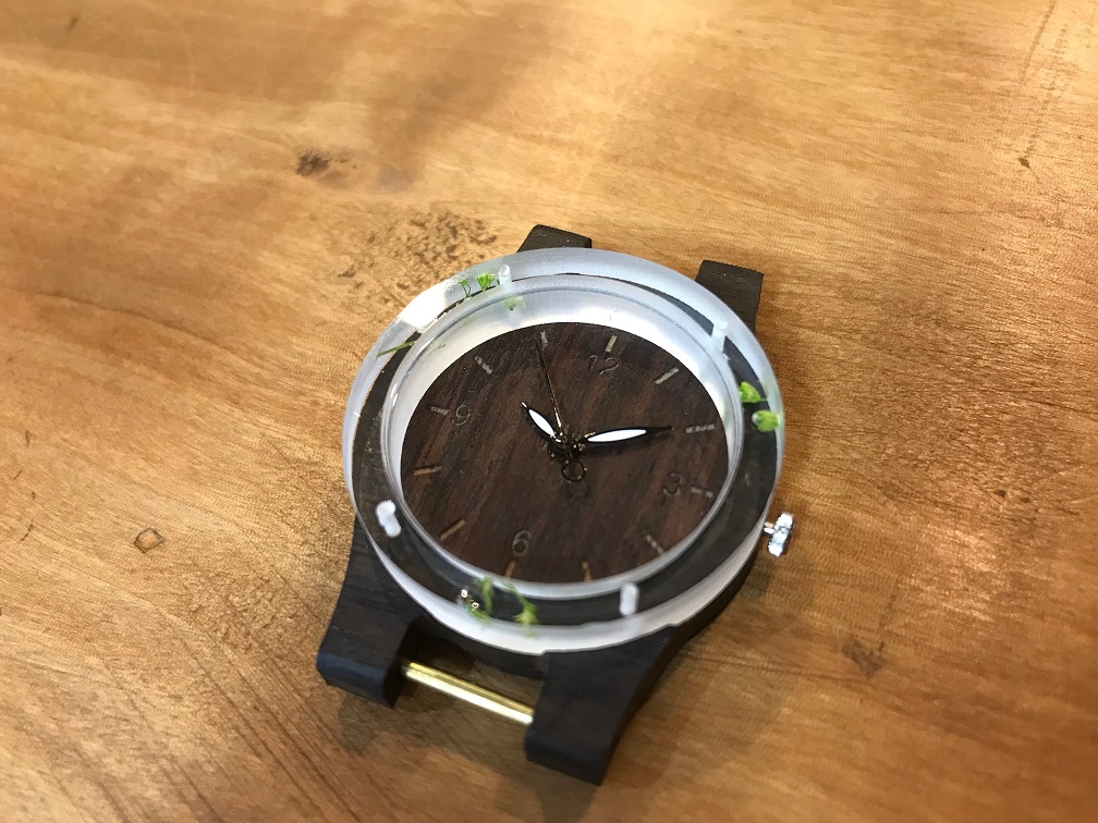 ペア木製押し花腕時計
